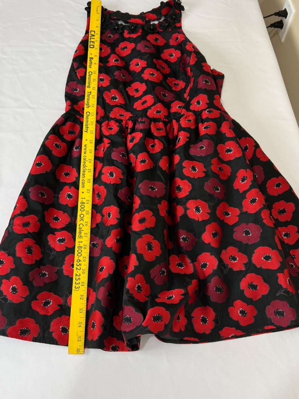 Kate Spade T-back 3-d Poppy Appliqué Jacquard Dress Sz 14 - Picture 13 of 16